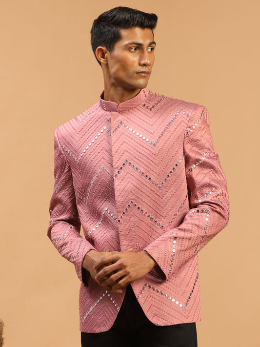 Men's Onion Pink Viscose Straight Jodhpuri