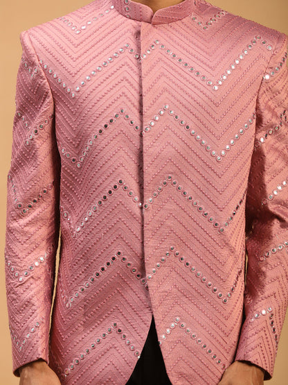 Men's Onion Pink Viscose Straight Jodhpuri