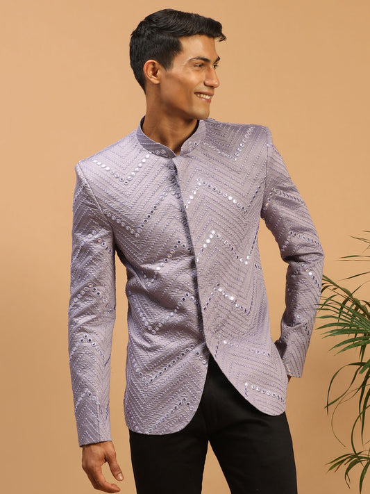 Men's Purple Viscose Straight Jodhpuri