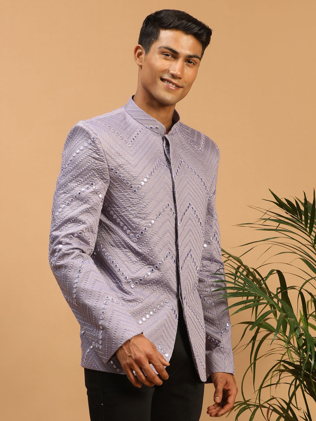 Men's Purple Viscose Straight Jodhpuri