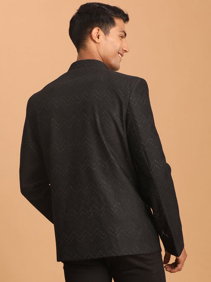 Men's Black Silk Blend Straight Jodhpuri