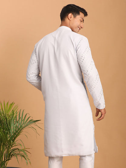 Men's Aqua Georgette Straight Kurta