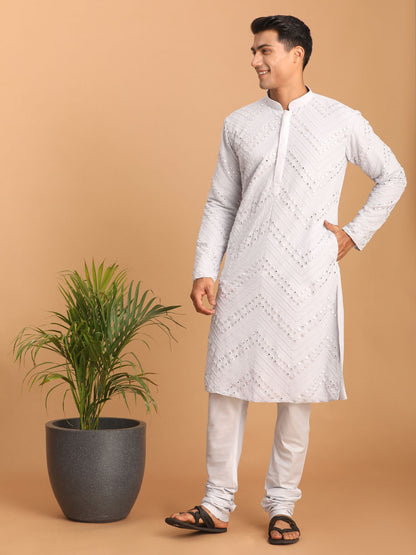 Men's Aqua Georgette Straight Kurta
