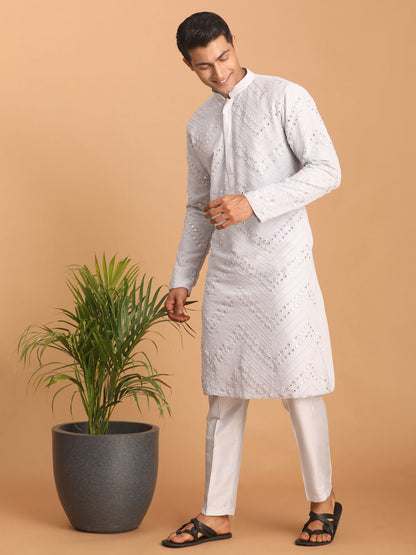 Men's Aqua Georgette Straight Kurta Pyjama Set