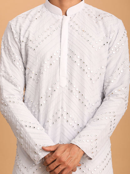 Men's Aqua Georgette Straight Kurta Pyjama Set