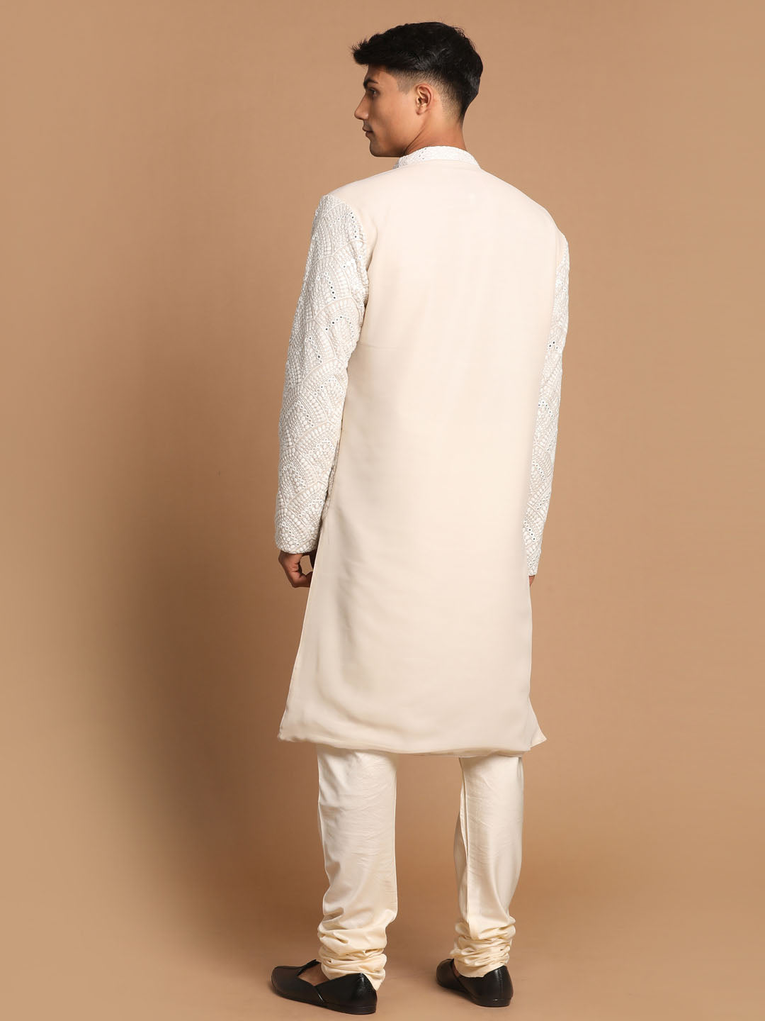 Men's Grey Georgette Straight Kurta Pyjama Set