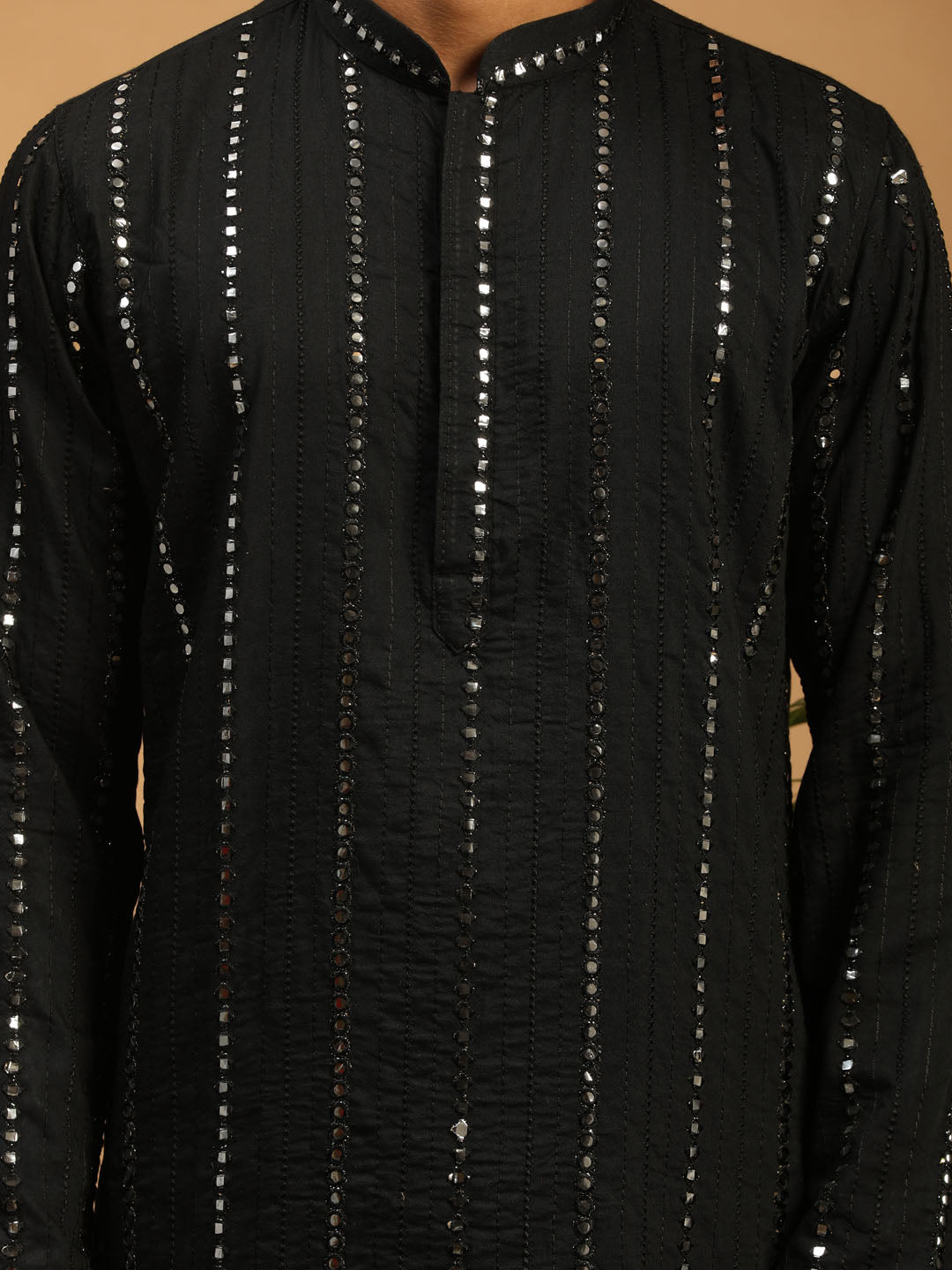 Men's Black Viscose Straight Kurta Pyjama Set