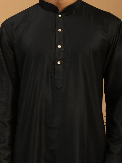 Men's Black Viscose Straight Kurta Pyjama Set