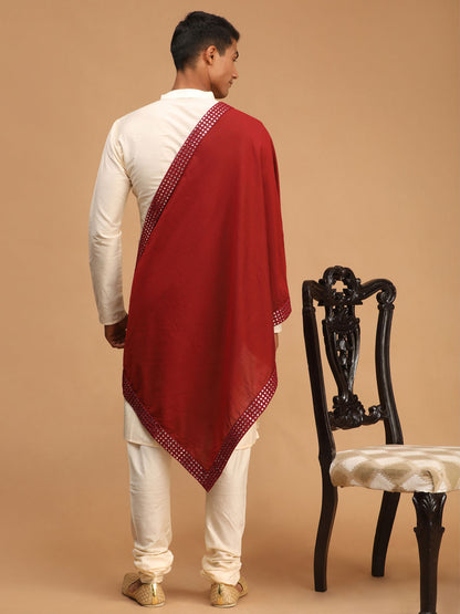 Men's Cream Viscose Straight Kurta  Pyjama & Dupatta Set