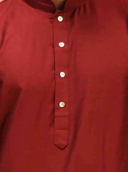 Men's Maroon Viscose Straight Kurta Pyjama Set