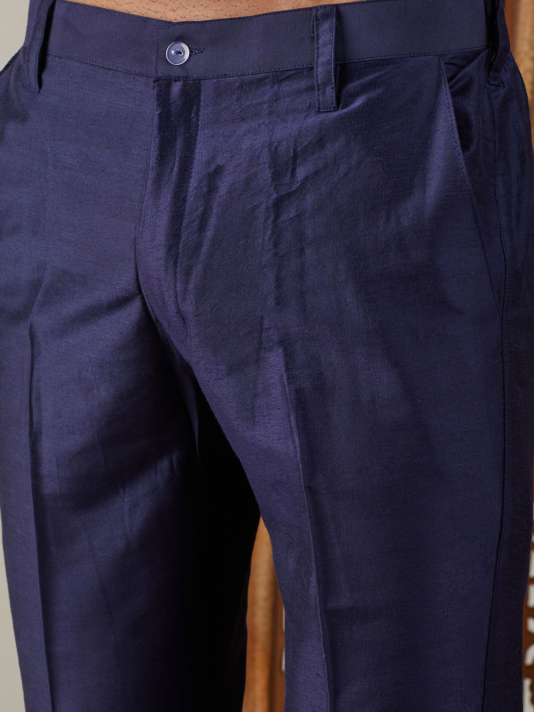 Men's Navy Blue Viscose Straight Kurta Pyjama Set