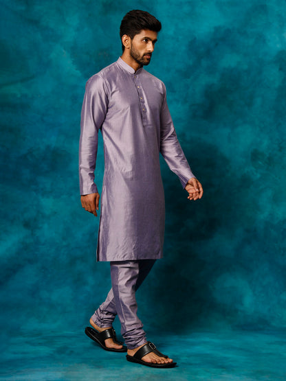 Men's Purple Viscose Straight Kurta Pyjama Set