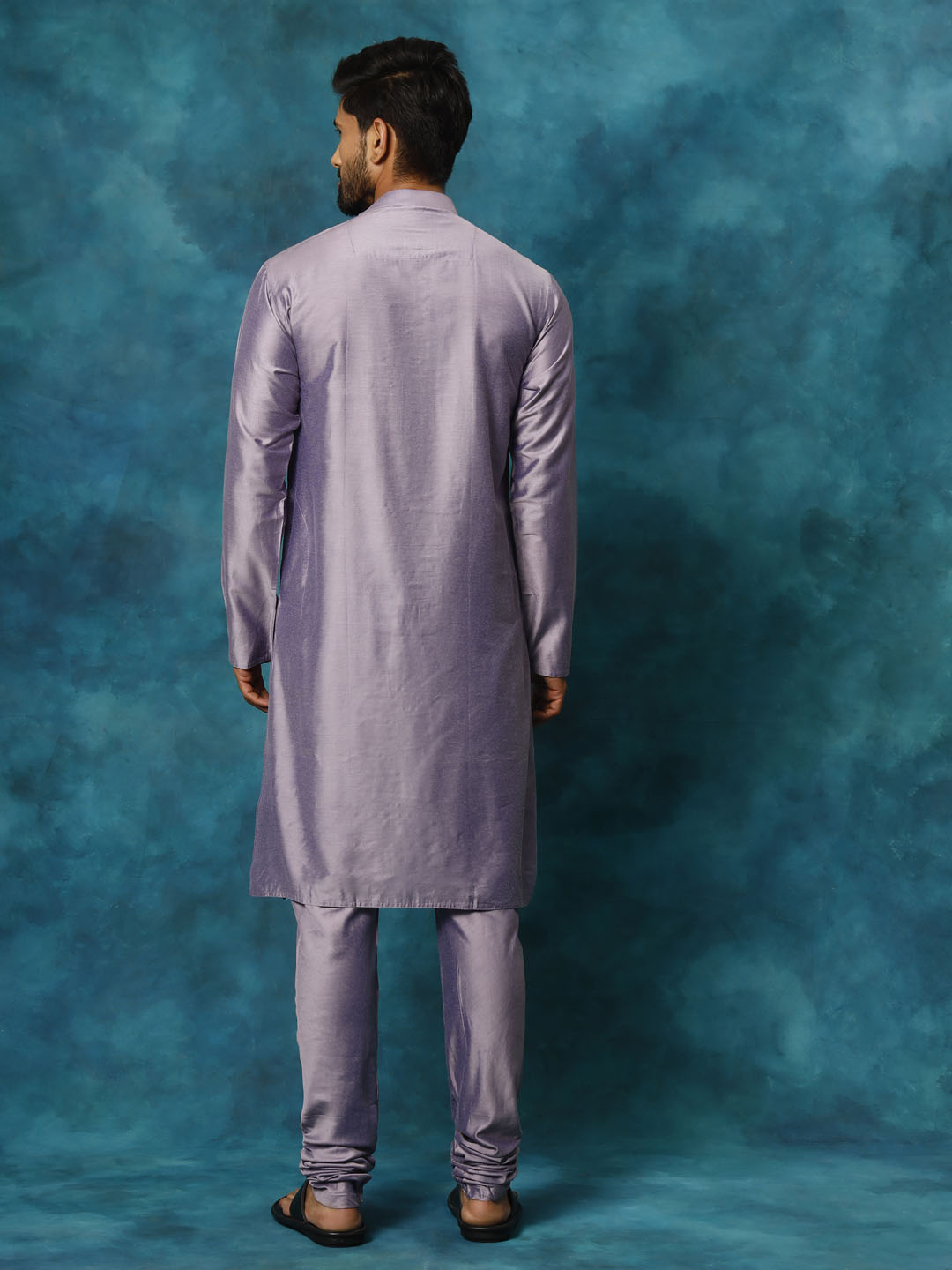 Men's Purple Viscose Straight Kurta Pyjama Set