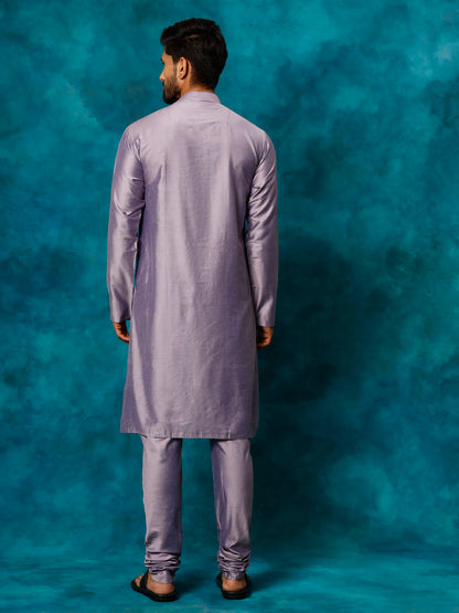 Men's Purple Viscose Straight Kurta Pyjama Set