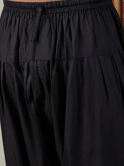 Men's Black Georgette Regular Kurta and Patiala Set