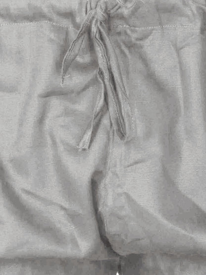 Men's Grey Cotton Blend Pathani Pathani Kurta Set