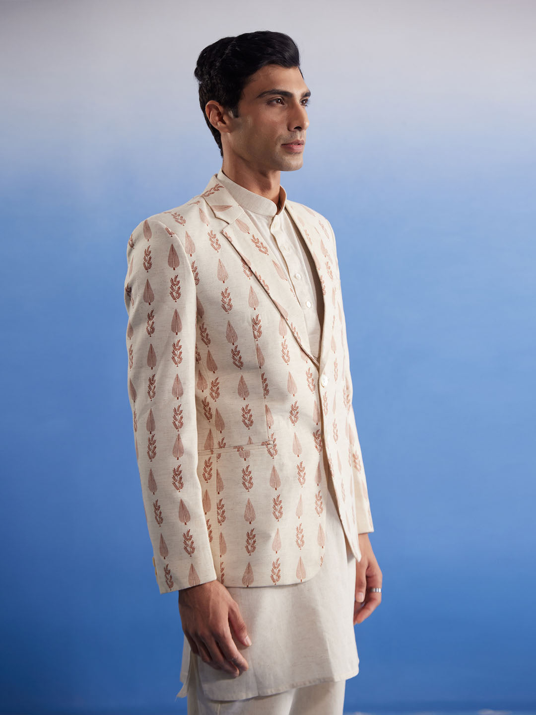 Men's Off White Cotton Blend Blazer Blazer