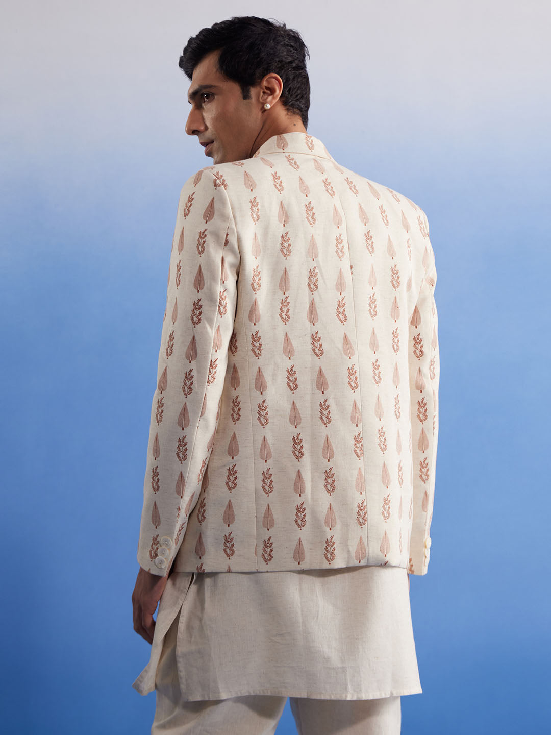 Men's Off White Cotton Blend Blazer Blazer
