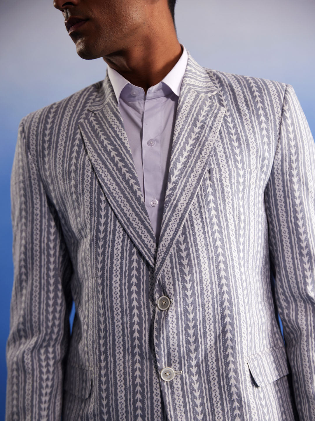 Men's Grey Cotton Blend Blazer Blazer