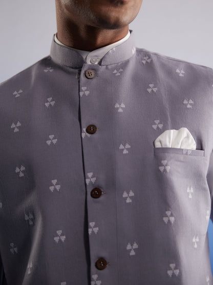 Men's Gray Cotton Straight Nehru Jacket