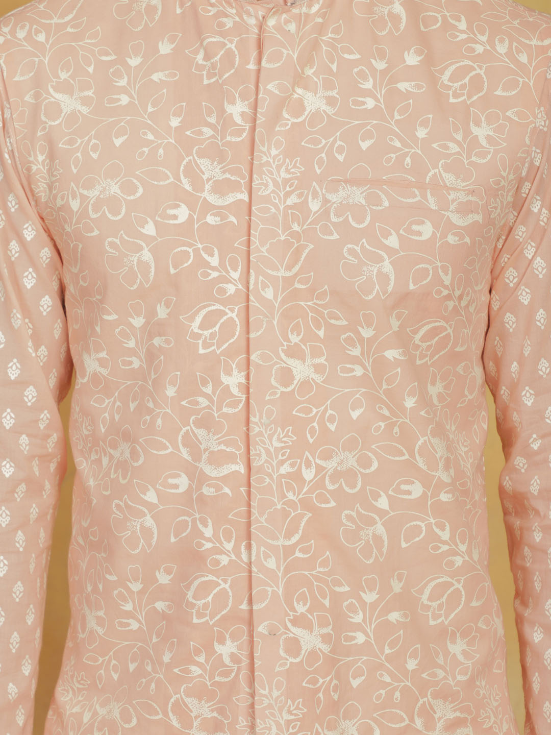 Men's Peach Cotton Straight Nehru Jacket