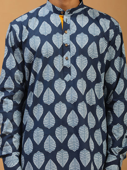Men's Indigo Cotton Straight Kurta Pyjama Set