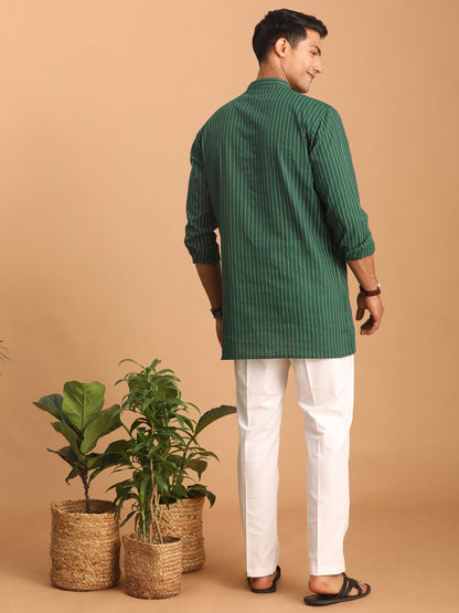 Men's Green Cotton Straight Kurta Pyjama Set