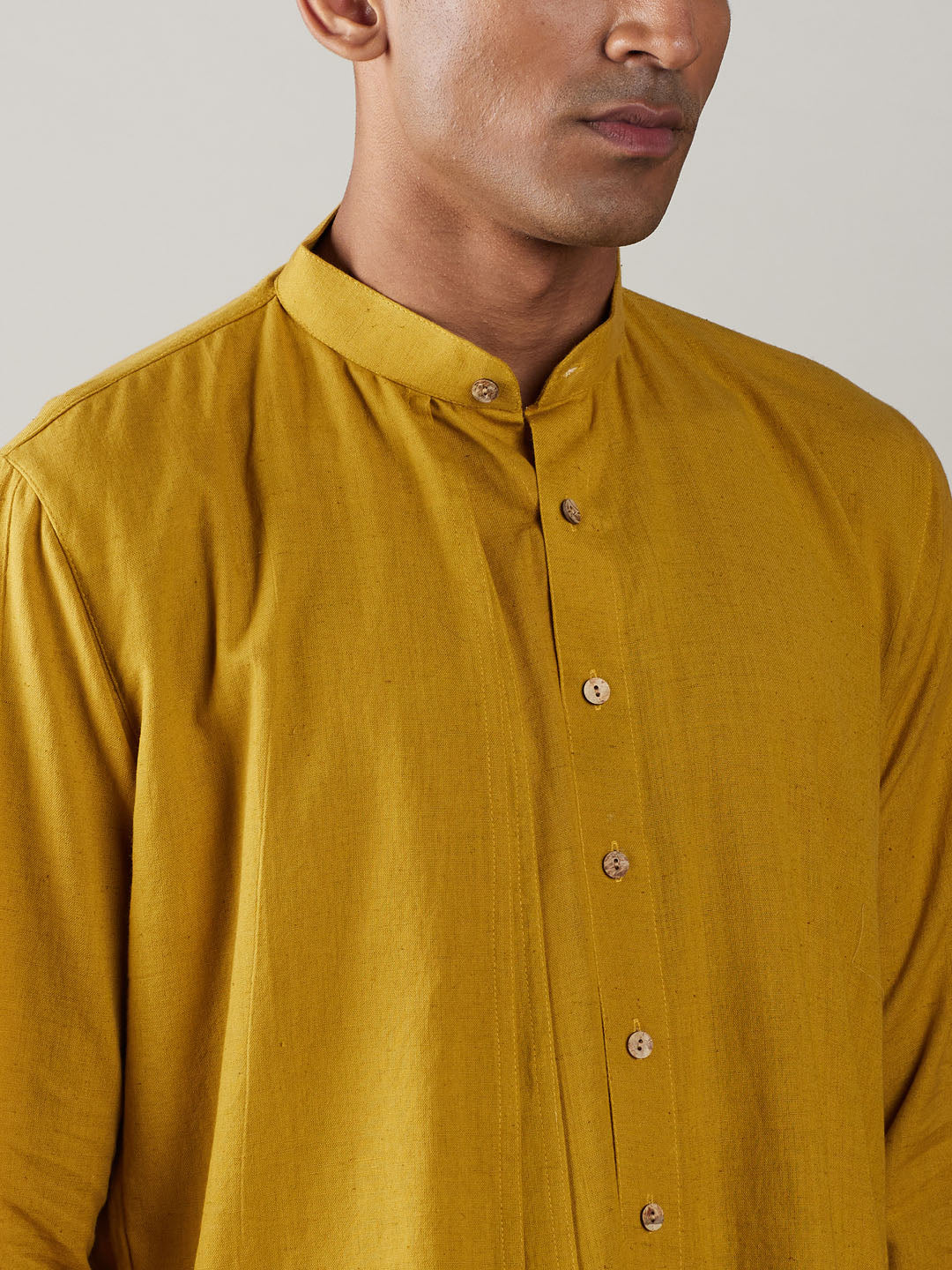 Men's Mustard Cotton Straight Kurta Pyjama Set