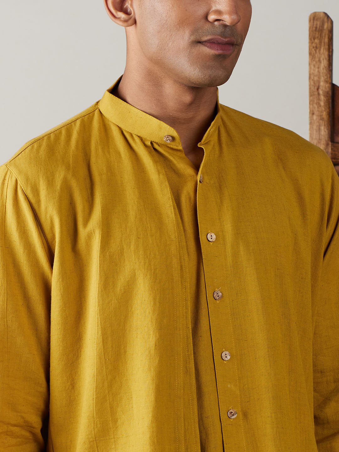 Men's Mustard Cotton Straight Kurta Pyjama Set