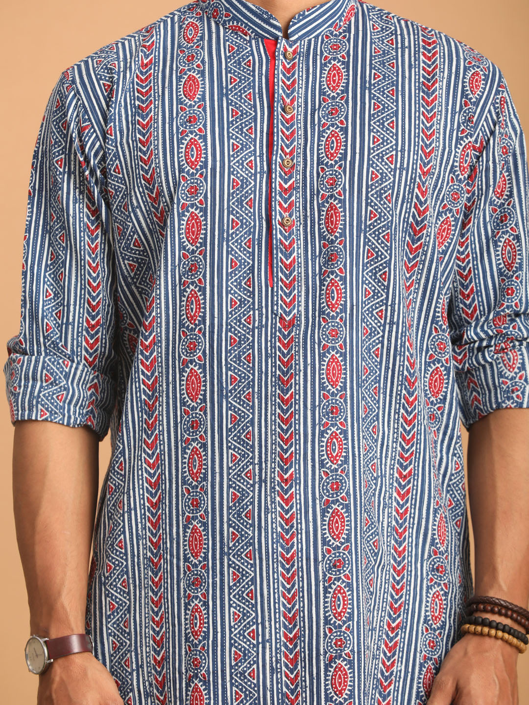 Men's Indigo Blue Cotton Straight Kurta Pyjama Set