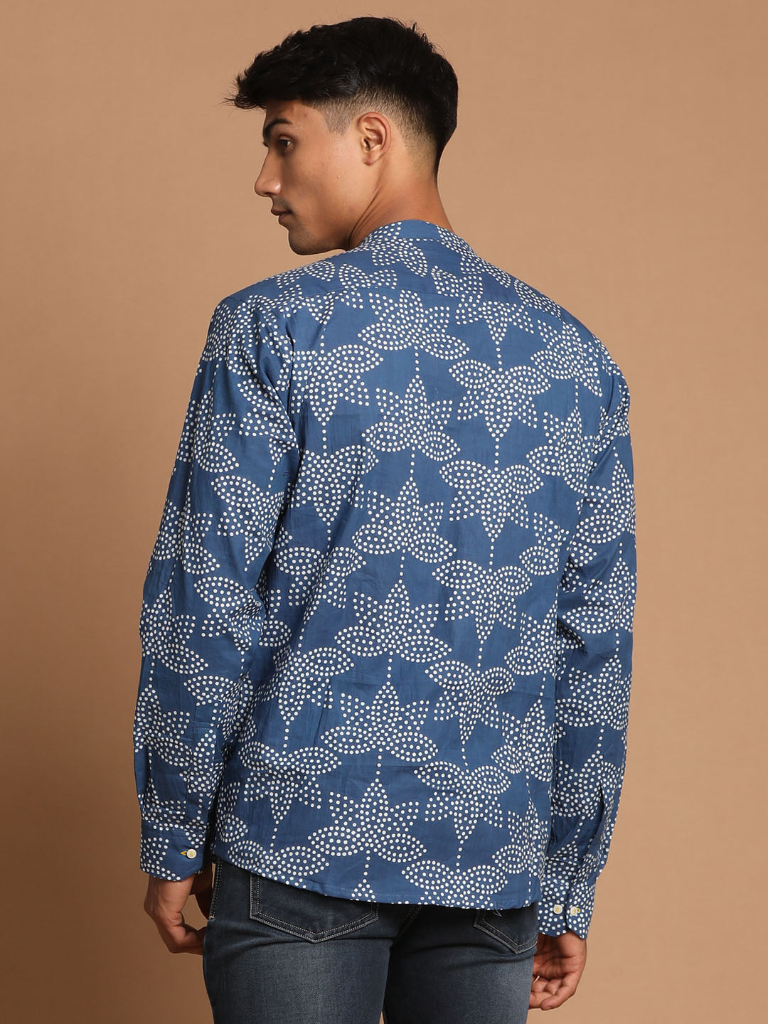 Men's Indigo Cotton Straight Ethnic Shirt