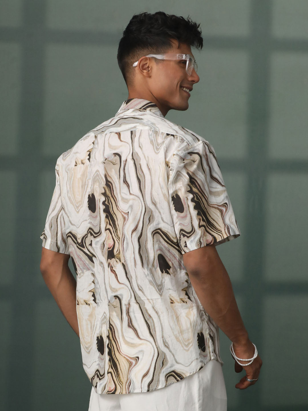 Men's Coffee Cambric Cotton Straight Ethnic Shirt