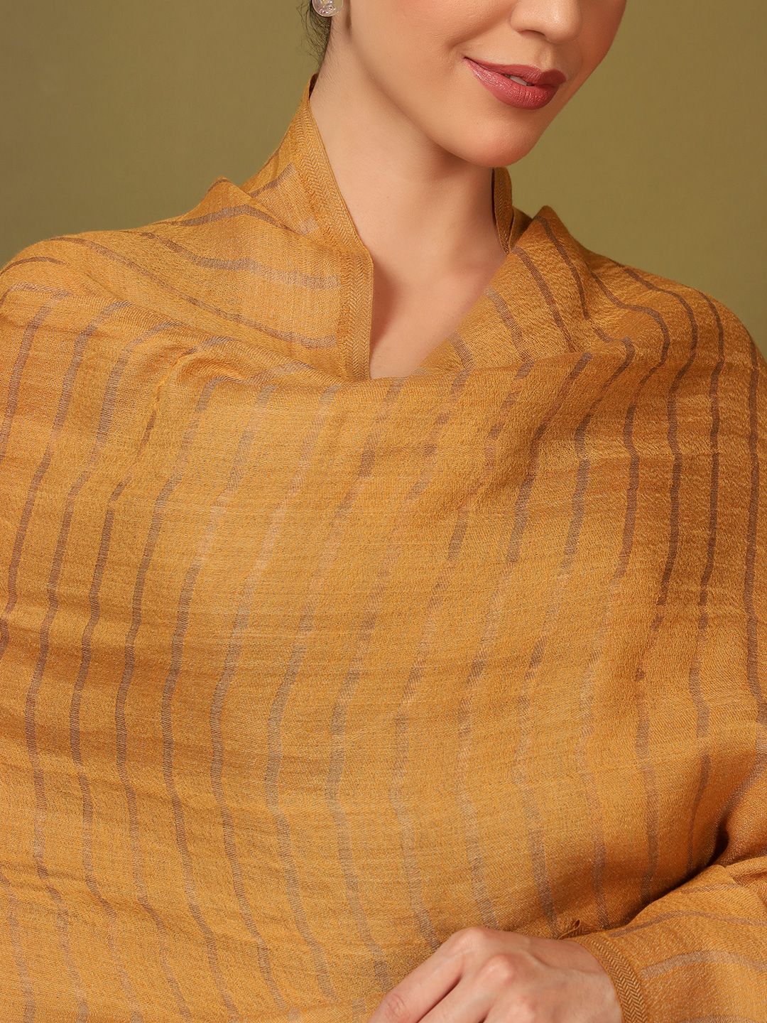 Dhiyona PA Striped Woven Design Woollen Reversible Shawl