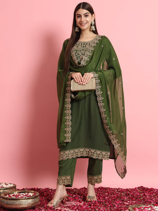 Dhiyona VV Women's Kurta and Trousers Pant Set Silk Blend