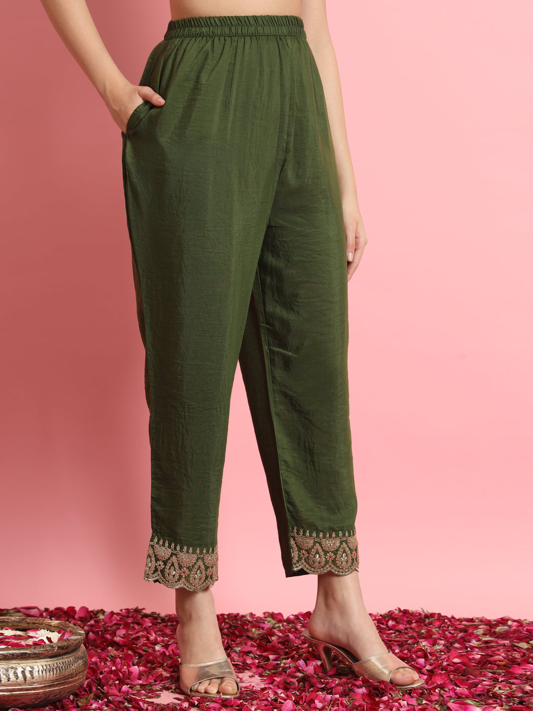 Dhiyona VV Women's Kurta and Trousers Pant Set Silk Blend