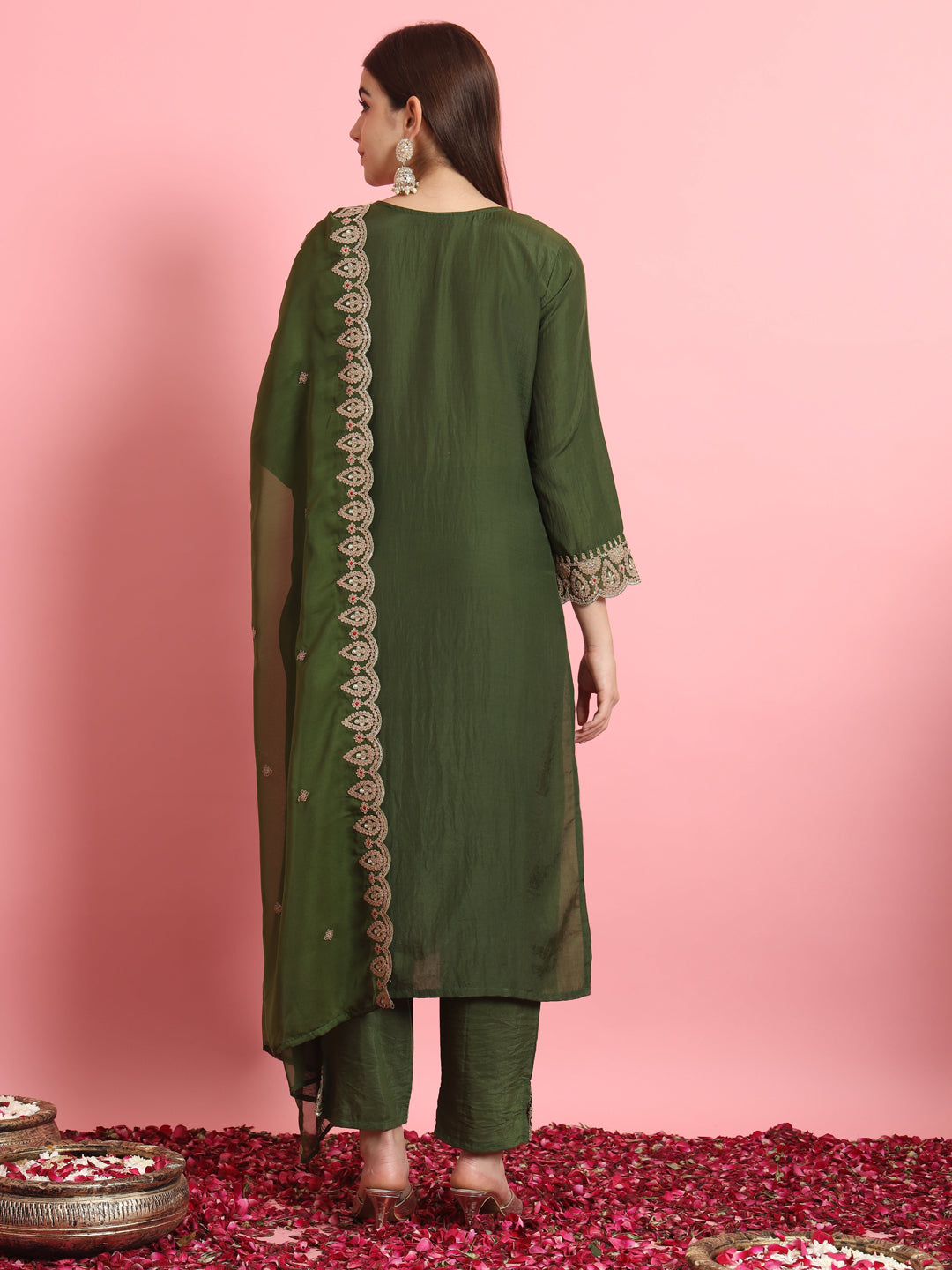 Dhiyona VV Women's Kurta and Trousers Pant Set Silk Blend