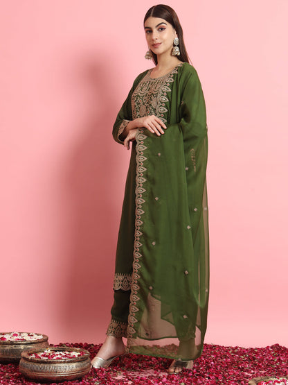 Dhiyona VV Women's Kurta and Trousers Pant Set Silk Blend