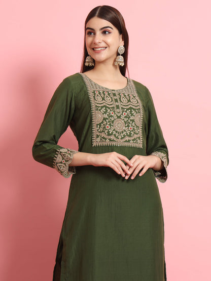 Dhiyona VV Women's Kurta and Trousers Pant Set Silk Blend