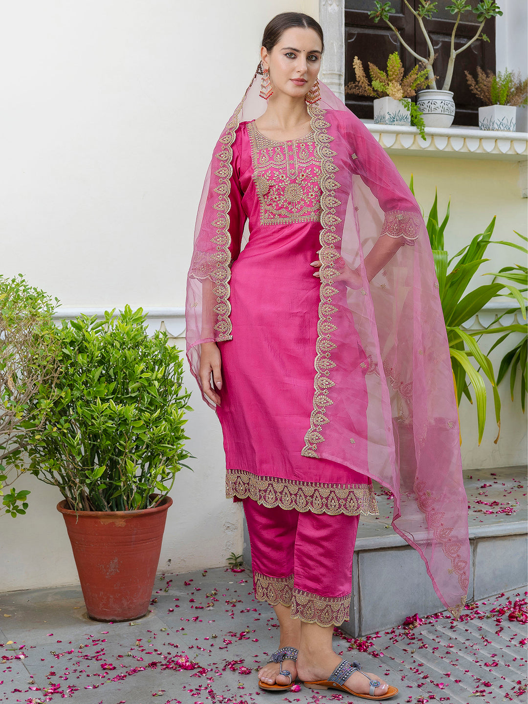 Dhiyona VV Women's Kurta and Trousers Pant Set Silk Blend