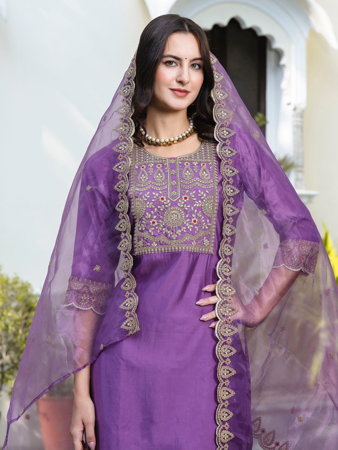 Dhiyona VV Women's Kurta and Trousers Pant Set Silk Blend