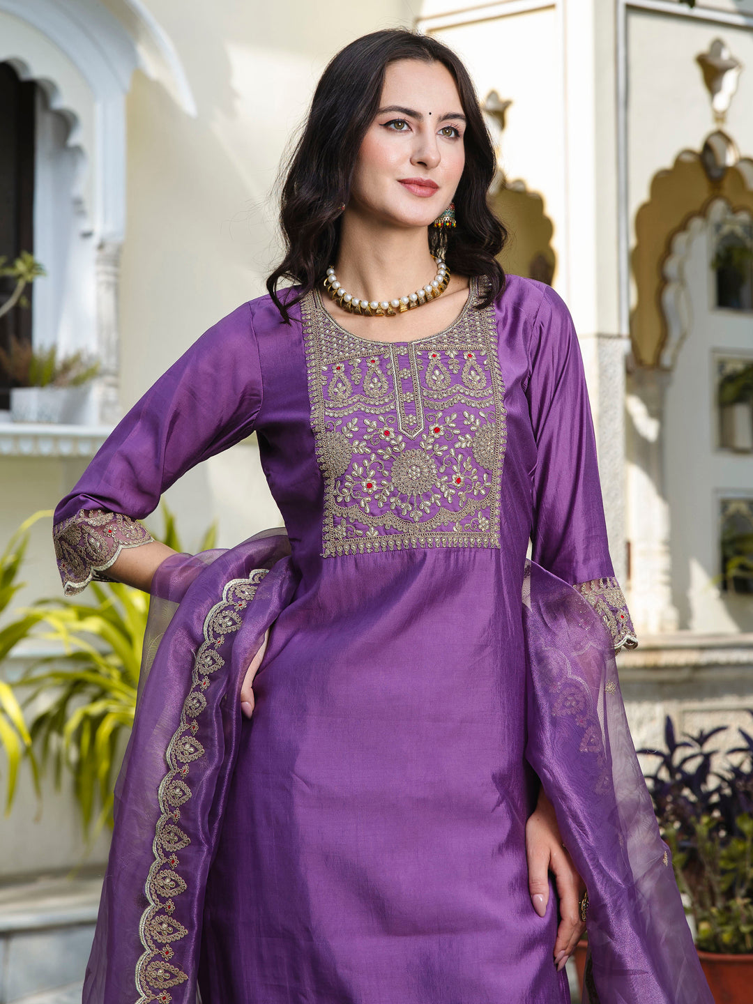 Dhiyona VV Women's Kurta and Trousers Pant Set Silk Blend