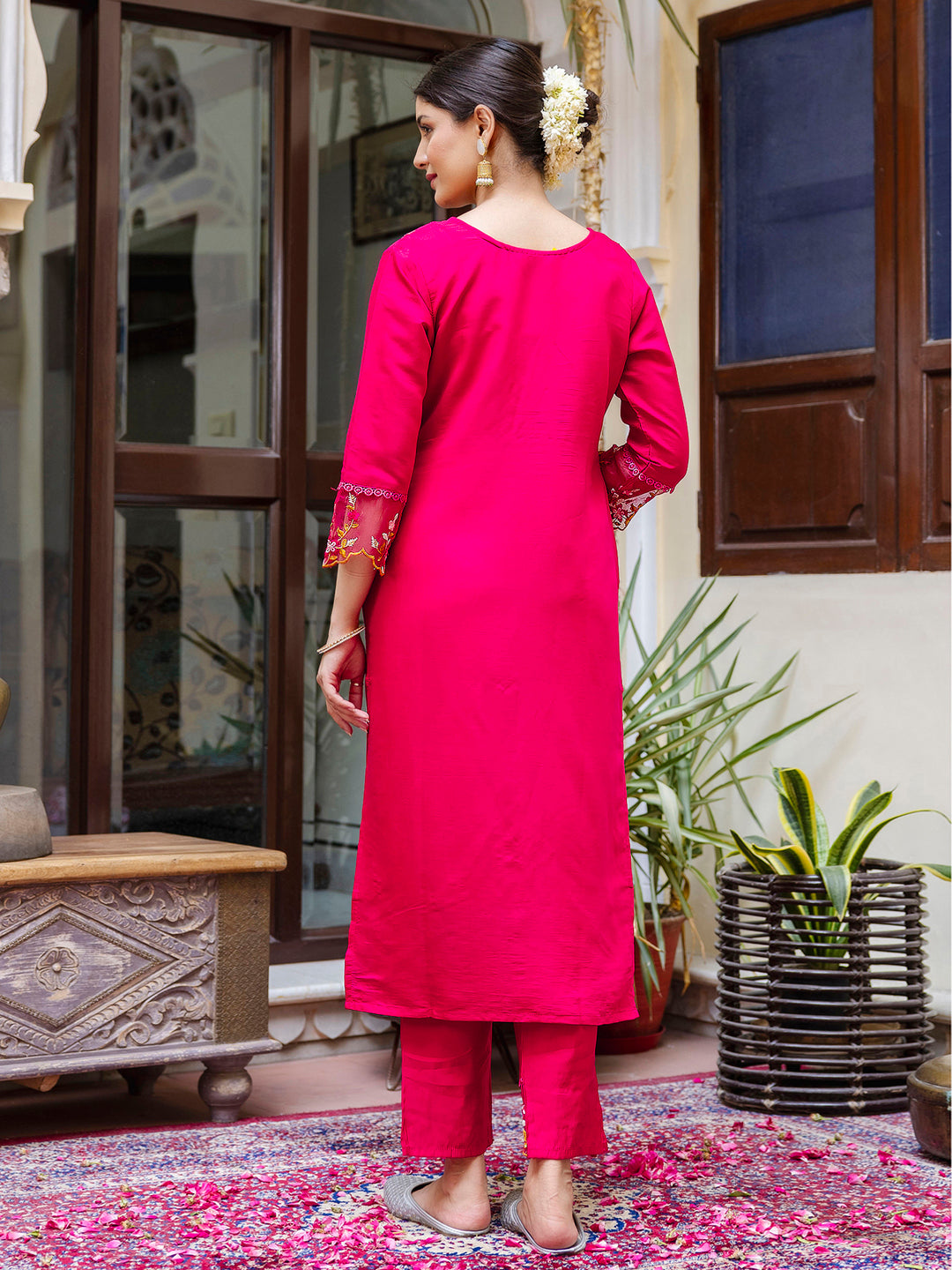 Dhiyona VV Women's Viscose Roman Silk Kurta Pant Dupatta Set