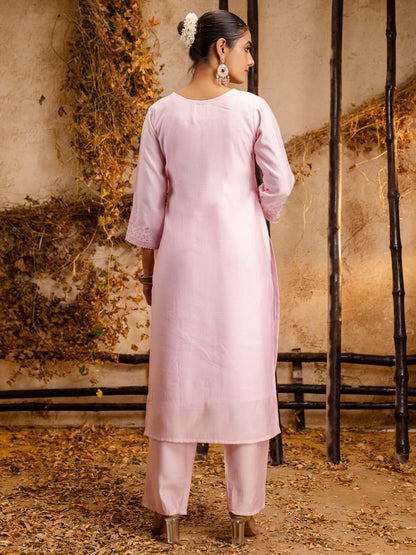 Dhiyona VV Women's Silk BlendEmbroidered Kurta And Pant Set With Dupatta