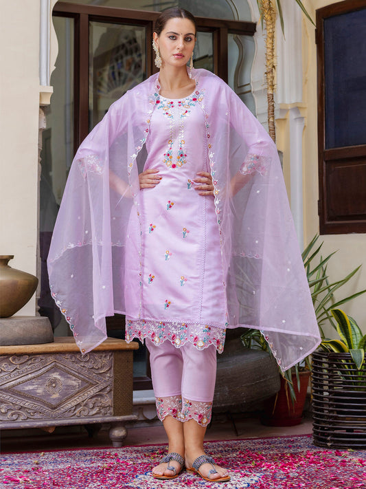Dhiyona VV Women's Kurta and Pant Sets Viscose Roman Silk Fabric