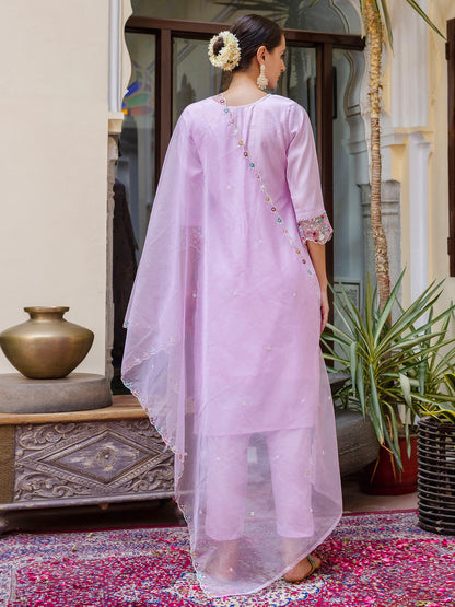 Dhiyona VV Women's Kurta and Pant Sets Viscose Roman Silk Fabric