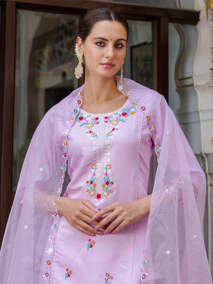 Dhiyona VV Women's Kurta and Pant Sets Viscose Roman Silk Fabric