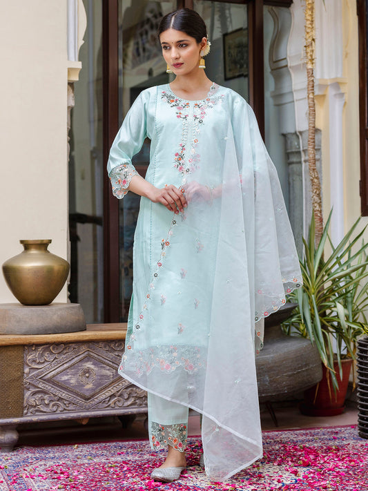 Dhiyona VV Women's Kurta and Pant Sets Viscose Roman Silk Fabric
