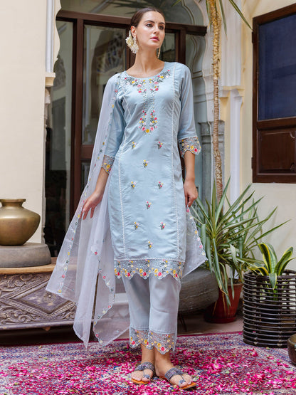 Dhiyona VV Women's Kurta and Pant Sets Viscose Roman Silk Fabric