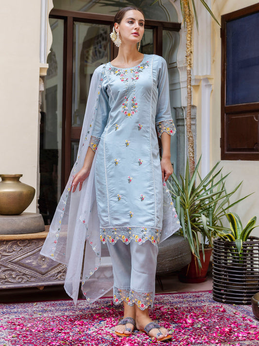 Dhiyona VV Women's Kurta and Pant Sets Viscose Roman Silk Fabric