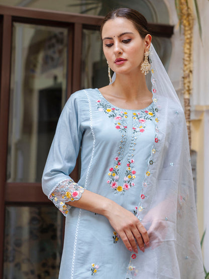 Dhiyona VV Women's Kurta and Pant Sets Viscose Roman Silk Fabric